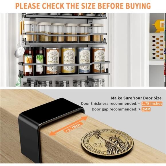 Over Door Pantry Organizer 9 Tier Adjustable Storage Rack Kitchen Bathroom Laund - Picture 4 of 7